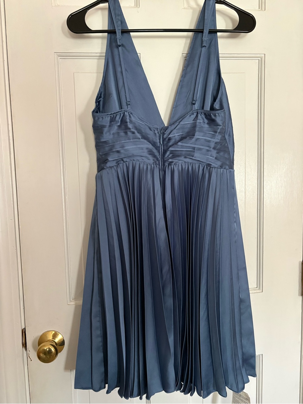 Abercrombie & Fitch Dusty Blue Pleated Mini Dress - Picture 3 of 5